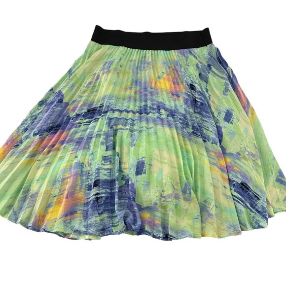 Apt 9 Abstract Print Pleated Midi Skirt With Elastic Waistband Size M Watercolor - Picture 6 of 11